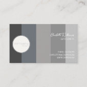グレーモノクロストライプパタカスタムーン文字会社 名刺 (正面)