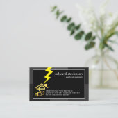 グレーモノクロフレームイエロー稲妻 名刺 (スタンド正面)