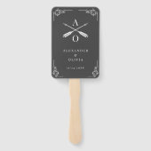 グレーモノグラムと矢印結婚式の引き出物ハンドファン ハンドファン (裏面)