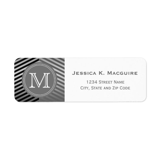 グレーモノグラムのと黒のシェブロン ラベル (正面)