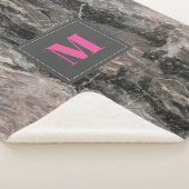 グレーモノグラムのトーンの大理石のパターン シェルパブランケット (3/4)