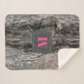 グレーモノグラムのトーンの大理石のパターン シェルパブランケット (正面(横))