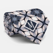 グレーモノグラムのパタユニークーンデザインメンズ ネクタイ (ロール)