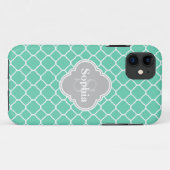 グレーモノグラムのミントクローバーパターン Case-Mate iPhoneケース (裏面(横))