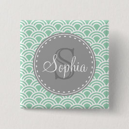 グレーモノグラムのミントパモダンターン 缶バッジ