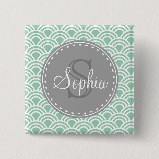 グレーモノグラムのミントパモダンターン 缶バッジ (正面)