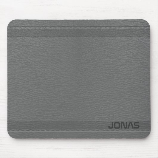 グレーモノグラムのレザールック マウスパッド (正面)