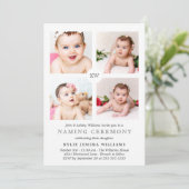 グレーモノグラムの写真コラージュの命名式 シーズンカード (スタンド正面)