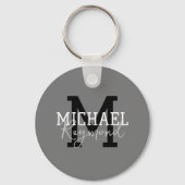 グレーモノグラムの キーホルダー (正面)