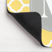 グレーモノグラムイエロークローバーパターン マウスパッド (コーナー)