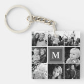 グレーモノグラムファミリーフォトコラージュ キーホルダー (正面)