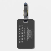 グレーモノグラムモダンミニマリストシック ラゲッジタグ (裏面縦)