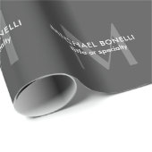 グレーモノグラムモダンミニマルテンプレート ラッピングペーパー (ロールコーナー)