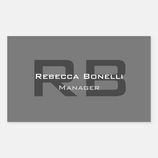 グレーモノグラム最小パーソナライズされた主義モダン 長方形シール (正面)