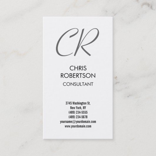 グレーモノグラム白黒名刺 名刺 (正面)