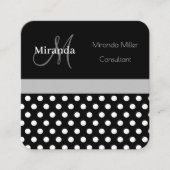 グレーモノグラム白黒水玉模様 スクエア名刺 (正面)