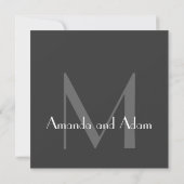 グレーモノモダングラム結婚式招待状 招待状 (裏面)