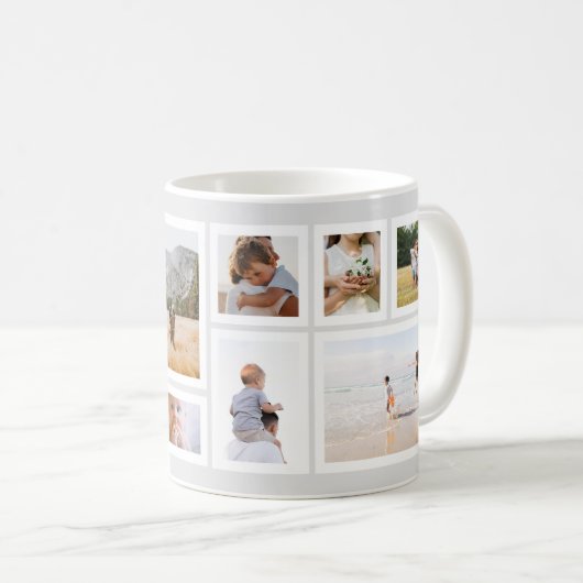 グレーモモダンノクロファミリーフォトコラージュ コーヒーマグカップ (正面右)