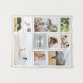 グレーモモダンノクロファミリーフォトコラージュ タペストリー (正面(横))