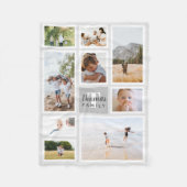 グレーモモダンノクロファミリーフォトコラージュ フリースブランケット (正面)