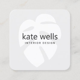 グレーモンスタートロピカルリーフロゴインテリアデザイナー スクエア名刺