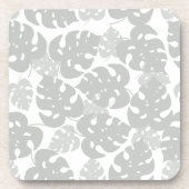 グレーモンステラ葉の熱帯性コースターセット コースター (正面)