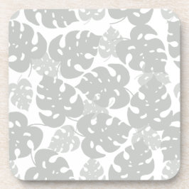 グレーモンステラ葉の熱帯性コースターセット コースター