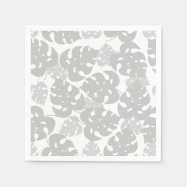 グレーモンステラ葉の熱帯性コースターセット スタンダードカクテルナプキン