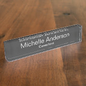 グレーユニークコンサルタント机用ネームプレート デスクネームプレート (側面)