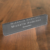 グレーユニークコンサルタント机用ネームプレート デスクネームプレート (側面)