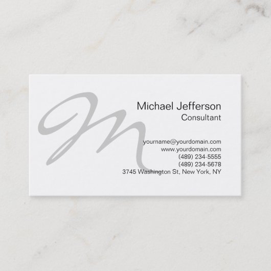 グレーユニークモノグラム白黒名刺 名刺 (正面)