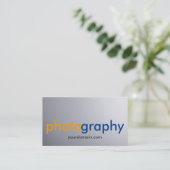 グレーユニーク背景写真家アーティスト 名刺 (スタンド正面)