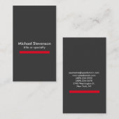 グレーユニーク赤の垂直プロフェッショナル 名刺 (正面/裏面)