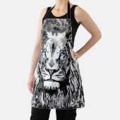 グレーライオンヘッド – ライオンポートレートスケッチ – ライオン顔 エプロン (インサイチュ)