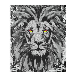 グレーライオンヘッド – ライオンポートレートスケッチ – ライオン顔 メタルプリント