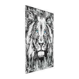 グレーライオンヘッド – ライオンポートレートスケッチ – ライオン顔 メタルプリント