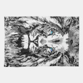 グレーライオンポートレートスケッチ – ライオンキッチンタオル キッチンタオル (横)