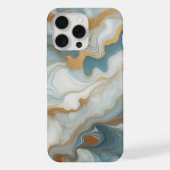 グレーライトティール(緑がかった色)ブルー金ゴールド大理石アートパターン iPhoneケース (裏面)