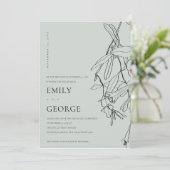 グレーラインスケッチフローラで結び目招待状 サンキューカード (スタンド正面)