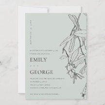 グレーラインスケッチフローラで結び目招待状
