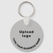 グレーラウンドアルミニウムに会社名とロゴ キーホルダー (正面)