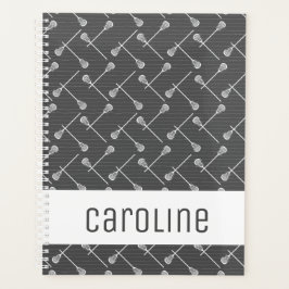 グレーラクロスホワイトスティックパターン（の模様が）ある プランナー手帳