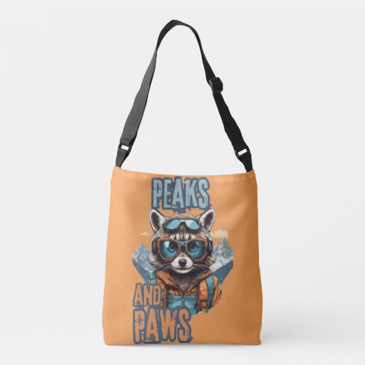 グレーラクーンアンドピークスイラストレーション クロスボディバッグ (裏面)