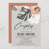 グレーラストフローラモンストレラカップルのシャワー招待状 サンキューカード (正面/裏面)