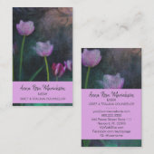 *~*グレーラベンダーピンクチューリップシャビーグランジヴィンテージ 名刺 (正面/裏面)