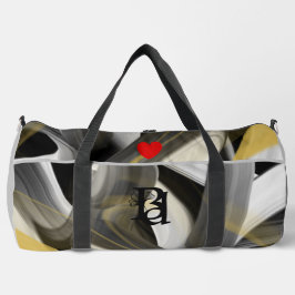 グレーラージダッフェルバッグトレンド抽象芸術ブラック金ゴールド ダッフルバッグ