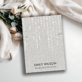 グレーリネンのライトストリングネックレスバンドディスプレイ 名刺