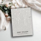 グレーリネンのライトストリングネックレスバンドディスプレイ 名刺