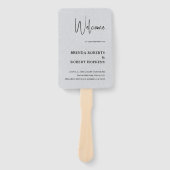 グレーリネンシンプルブラックスクリプ結婚トのハンドファン ハンドファン (正面)