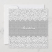グレーリネンテクスチャ&ホワイトヴィンテージレース 招待状 (裏面)